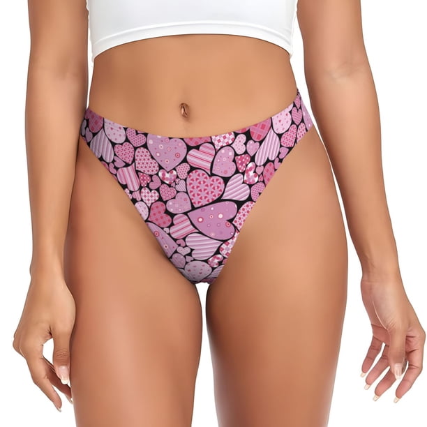 Fotbe Sweet Heart Tanga Sin Costuras para Mujer con Estampado – Panties Invisibles, Transpirables y Cómodos para Uso Diario-Medium