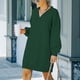 thumbnail image 3 of Vestido de punto Ticfox Cuello en V Manga Larga Casual Cómodo Verde Negruzco XL, 3 of 6