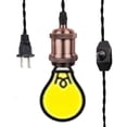 thumbnail image 2 of Kiven Vintage Metal Light Sockets Pendant Hanging Light Cord Kit Plug-in Light Fixture with Dimmer Switch E26 Base Retro 14.7 Foot Twisted Black Textile Cord for Industrial Light Fixture in Basement,, 2 of 5