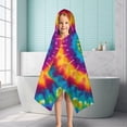thumbnail image 6 of Colorful Rainbow Tie Dye Spiral Pattern Hooded Bath Towel，50"x30" for Ages 3 To 12 Kids, Quick Dry Lightweight Soft Microfiber Hood Beach Towel Cover Up for Kids, 6 of 7