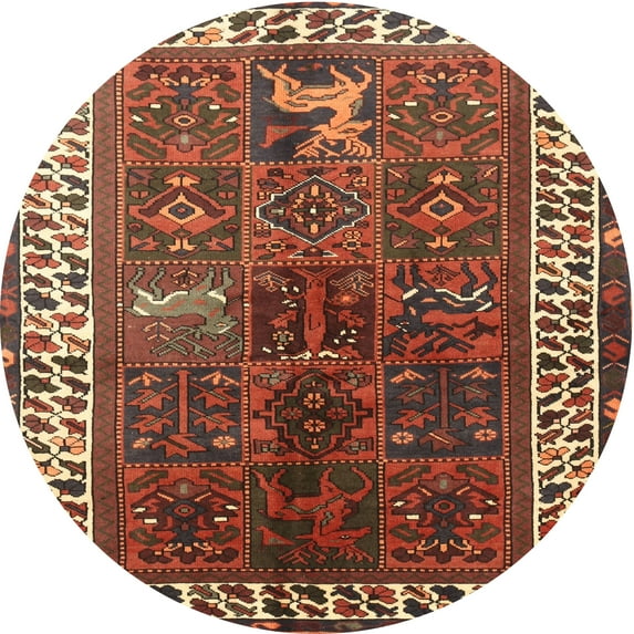 Ahgly Company Indoor Round Traditional Saffron Red Persian Area Rugs, 4' Round