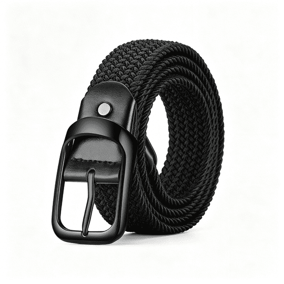 TELOLY Mens Belts Stretchable Big and Tall Belts for Men Elastic Stretch Belt Black 1.26"