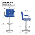 thumbnail image 3 of MoNiBloom Counter Height Bar Stools Set of 2, Adjustable Swivel Barstools Faux Leather with Armrest and Footrest, Blue, 3 of 12