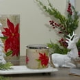 thumbnail image 2 of Northlight 4" Hand-Painted Red Poinsettias and Gold Flameless Glass Christmas Candle Holder, 2 of 5