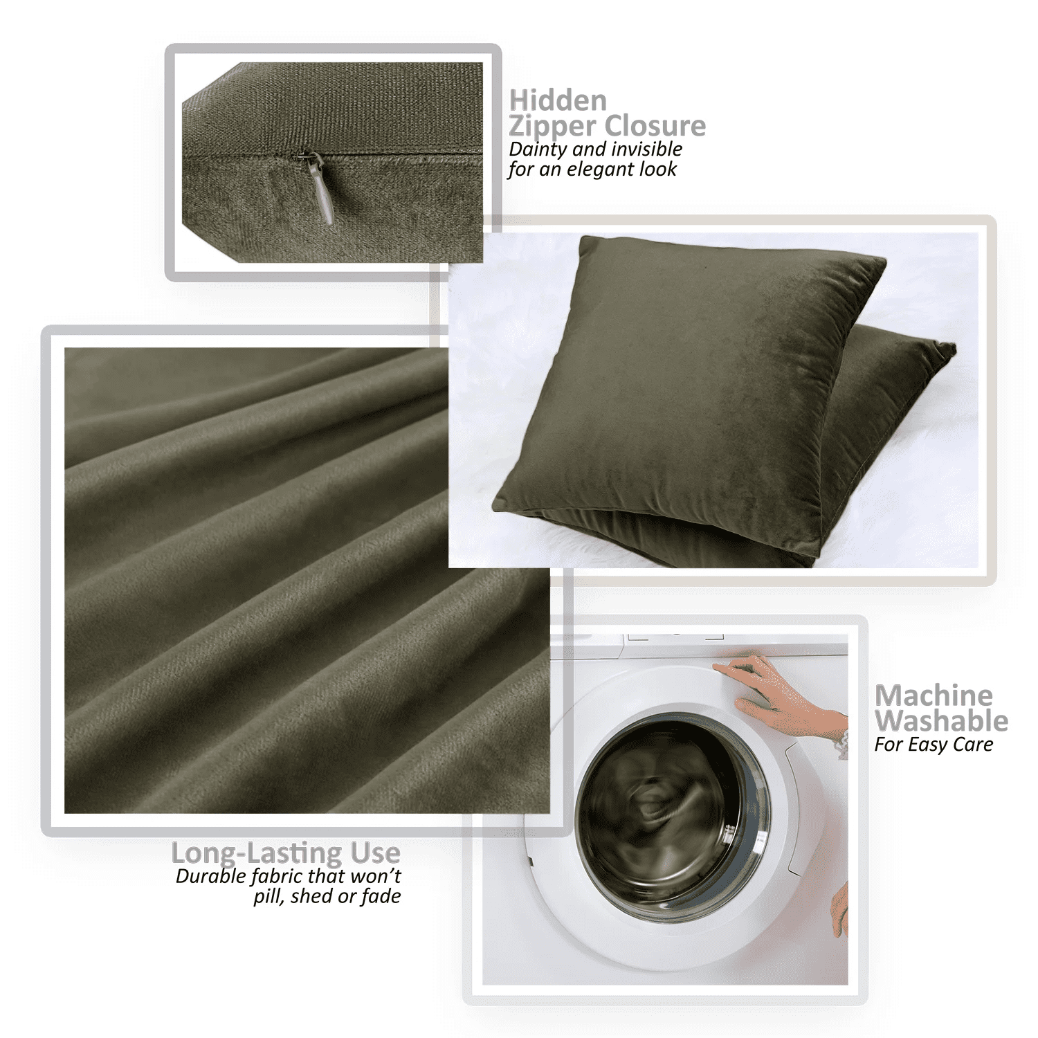 Ryan&nbsp; Soft Short Plush Rich Pillow Covers Set of 4, 20x20 Inches Solid Square Decorative Cushion Covers for Couch Bed, Espresso Brown & Easy to Clean, Chocolate Brown
