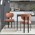 thumbnail image 3 of Mid-Century Modern Dinning Chairs Set of 2, Upholstered Boucle Dining Room Chairs with Black Metal Legs for Kitchen Living Room, Orange, 3 of 7