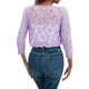 thumbnail image 5 of Blusa,Cárdigan holgado de encaje, blusa con cuello en V y mangas 3/4, top suave y extragrande para mujer, ropa de casa, sopatenor, 5 of 9