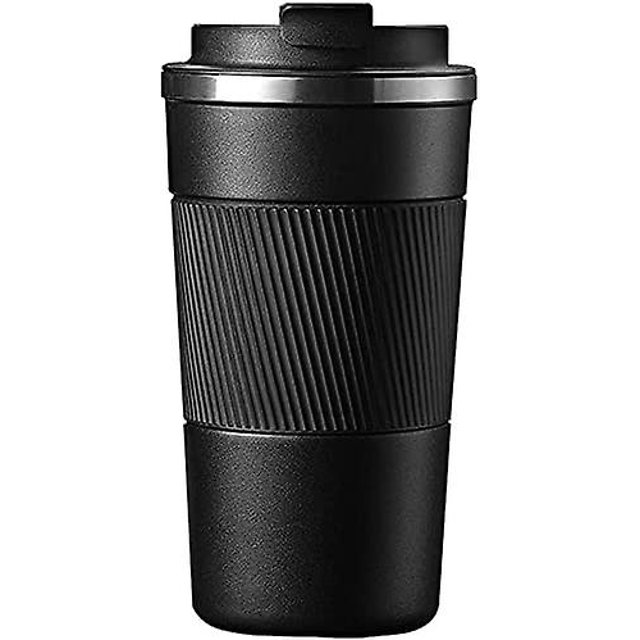 Taza de café para automóvil de 510 ml, de acero inoxidable, con aislamiento térmico y tapa a prueba de fugas, con aislamiento al vacío, de acero inoxidable para agua fría y caliente, café y té