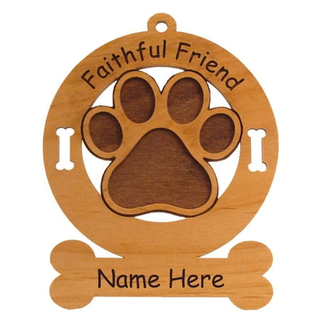 Faithfull Friend Dog Paw Ornament Personalized with Your Dog's Name