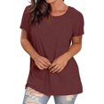 thumbnail image 3 of Womens T Shirts Short Sleeve Crewneck Loose Summer Spring Tops Short Sleeve Oversized T Shirts Fashion Basic Casual Tee Clothes 2025 Trendy, 3 of 4