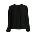 thumbnail image 5 of Time and Tru Women's Puff Sleeve Draped Blouse, Sizes XS-XXXL, 5 of 5