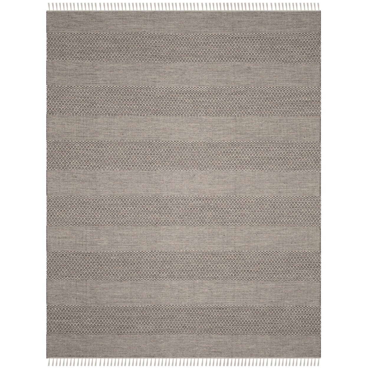 SAFAVIEH Montauk Karlene Geometric Striped Cotton Runner Rug, Ivory/Anthracite, 2'3" x 20'