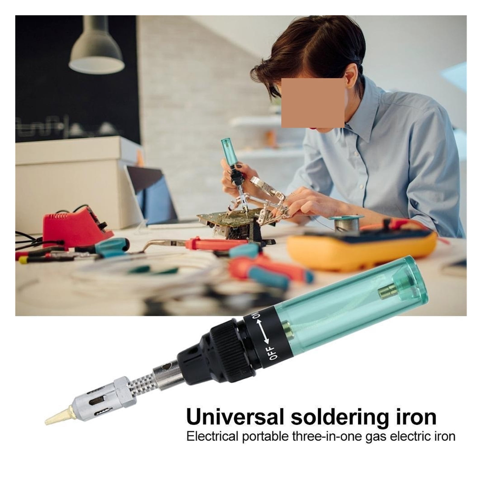 14 In1 Portable Soldering Iron Kit 1300 Butane Welding Pen Burner Blow Torch Gas Welding Soldering Iron Butane Tip Tool ,Internally Heated