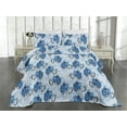 thumbnail image 2 of Ambesonne Floral Quilted Coverlet 2 Pcs, Blossoming Flowers Aquatic, Twin Size, Sea Blue and Soft Blue, 2 of 4