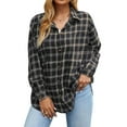 thumbnail image 2 of Fantaslook Plaid Flannel Shirts for Women Oversized Long Sleeve Button Down Shirts Blouses Tops, 2 of 9