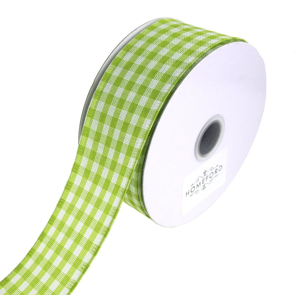 Gingham Canvas Ribbon Wired Edge, 1-1/2-Inch, 10 Yards, Apple Green ...