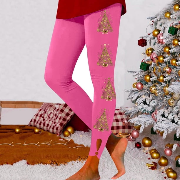 MKLEKYY Leggings deportivos para mujer, mallas huecas informales con estampado navideño para mujer, mallas deportivas para fitness, pantalones de yoga 1975