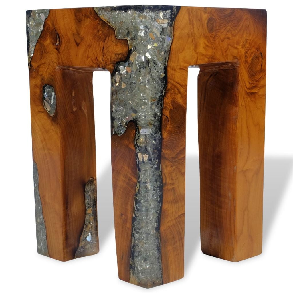 Kepooman Wood Stool with 4 Legs for Bedroom Living Room, Brown Kepooman Wood Stool with 4 Legs for Bedroom Living Room, Brown