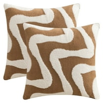 REGALWOVEN Snowflake Fleece Throw Pillow Cover with Wavy Pattern Cushion Case Modern Pillowcase for Sofa Couch Living Room Home Decor Brown 20 x 20 Inch