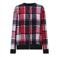 thumbnail image 4 of Women Shirts Casual Zip Up Flannel Plaid Jackets Long Sleeve Baggy Outwear Coat Fall Pockets Jacket,Red Women Shirts L, 4 of 4