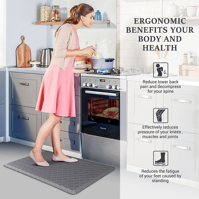 WISELIFE Kitchen Mat Cushioned Anti Fatigue Floor Mat,17.3x39, Thick Non  Slip Waterproof Kitchen Rugs and Mats,Heavy Duty Foam Standing Mat for