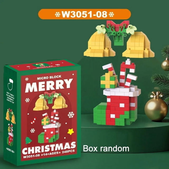 Christmas Micro Building Blocks Set, Santa Claus and Reindeer DIY Puzzle Assembly Bricks, Festive Table Decoration Ornament, Educational Creative Christmas Gift for Kids