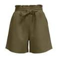 thumbnail image 6 of Cotton Linen Shorts for Women Summer Casual Elastic High Waist Wide Leg Loose Beach Shorts with Pockets, 6 of 6