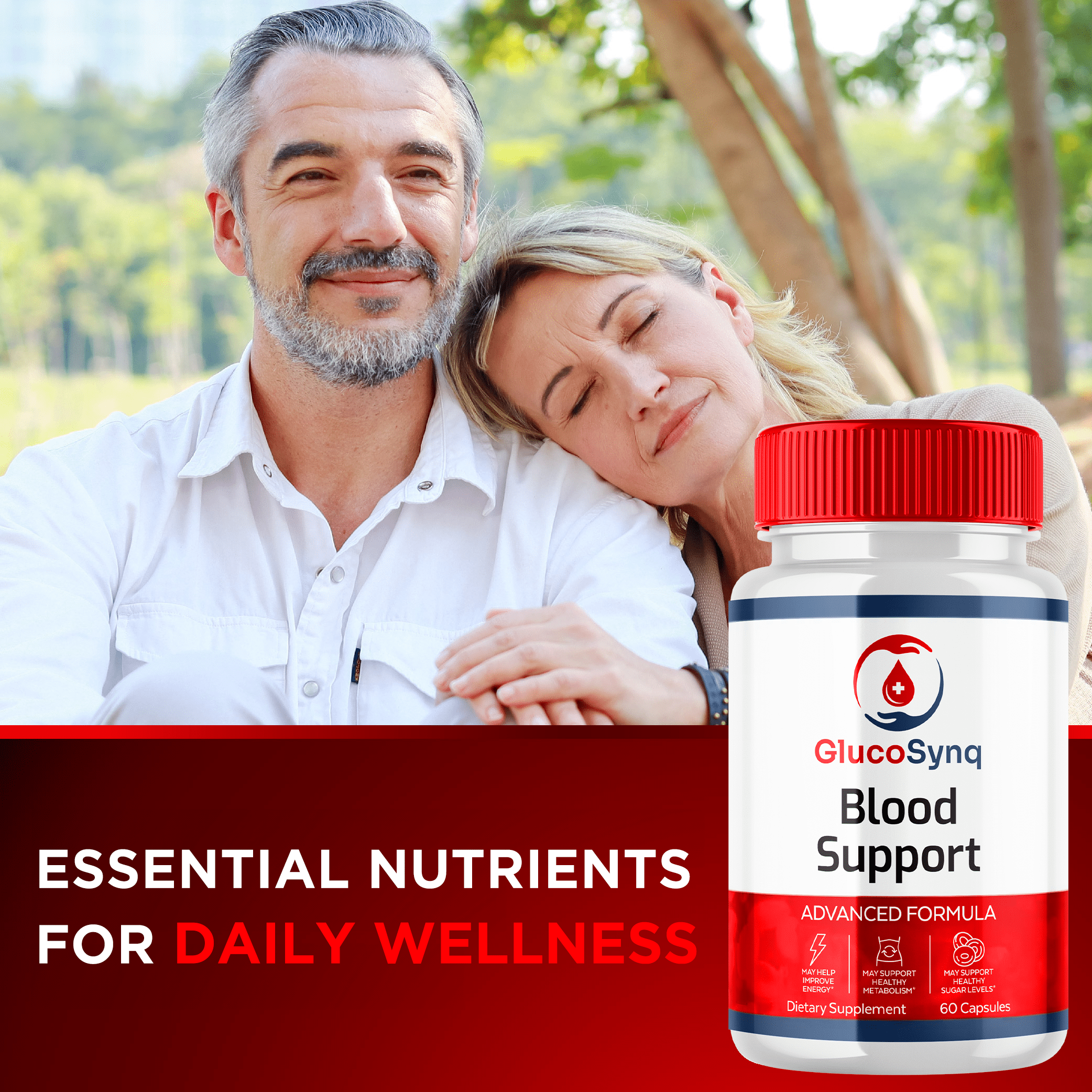 GlucoSynq Blood Support Advanced Formula Supplement Natural Ingredients 120 Capsules