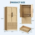 thumbnail image 7 of Studyset Bedroom Wooden Armoire Wardrobe Closet,Wardrobe Armoire Cabinet with Wood Doors and 2 Drawers, Freestanding Armoire with Shelves & Hanging Rod for Bedroom, Living Room,Clothes, 7 of 7