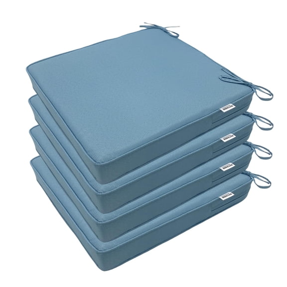 Lake Blue Outdoor Chair Cushions 19 X 19 Inch Waterproof Patio Seat Cushions With Zipper And Straps Set Of 4