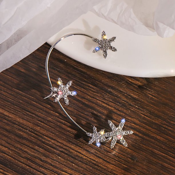 Pendientes para mujer, regalos para mujer, pendientes de copo de nieve de diamantes de moda para mujer, pendientes de clip sin perforación, 1 pieza, pendientes para mujer