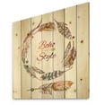 thumbnail image 2 of Designart 'Wreath Of Ethnic Beige Boho Feather' Bohemian & Eclectic Print on Natural Pine Wood, 2 of 5