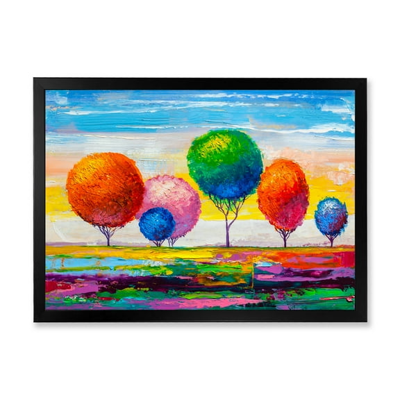 Designart 'Ornamental Colourful Trees VI' Modern Framed Art Print