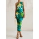 thumbnail image 5 of Vestido PRETTYGARDEN de un Hombro con Fruncido Floral Verde XL, 5 of 8