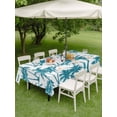 thumbnail image 4 of Outdoor Tablecloth with Umbrella Hole for Patio/Picnic/Party/Camping, Teal Palm Tree Waterproof Table Cloth Rectangle Table Cover Washable, Coastal Trees Summer Tropical Botanical (52"x 70"), 4 of 9