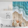 thumbnail image 4 of Coastal Beach Ocean Waterproof Fabric Shower Curtain,Nautical Starfish Shells Conch Waterproof Fabric Shower Curtain for Bathroom Curtains Bathtubs Shower Curtains with 12 Hooks Extra Long 72x84, 4 of 8