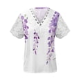 thumbnail image 6 of Jsaierl Womens Floral V-Neck Lace Crochet Eyelet Short Sleeve Casual Shirts Blouses Tops, 6 of 7