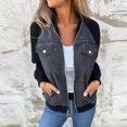 thumbnail image 4 of Miluxas Women's Classic Casual Hoodless Denim Jacket Zip up Layered Jean Jacket Sweatshirts, 4 of 7