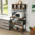thumbnail image 1 of Zimtown 5 Tiers Bakers Rack Industrial Kitchen Island Microwave Oven Cart Coffee Bar Stand with Storage Shelves & 10 S-Hooks, Rustic Brown Finish, 1 of 11