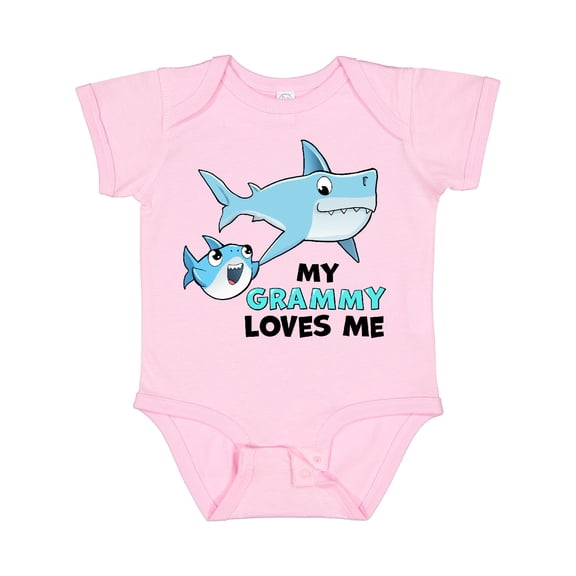 Inktastic My Grammy Loves Me with Cute Sharks Boys or Girls Baby Bodysuit