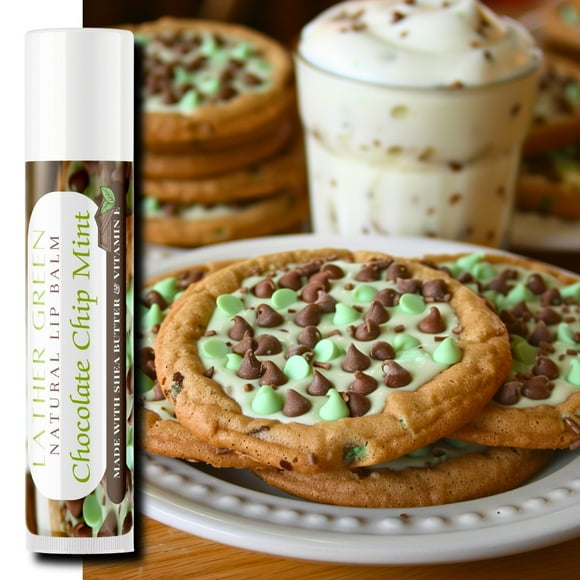 Chocolate Chip Mint Natural Lip Balm, Pack of 3 by LatherGreen