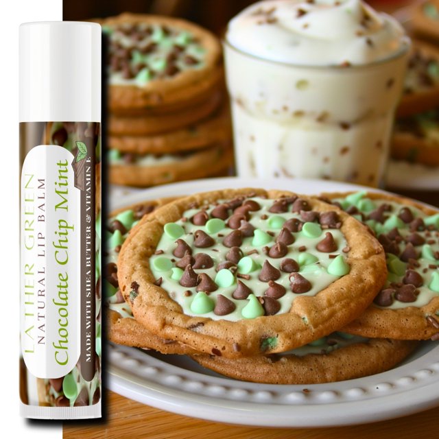 Chocolate Chip Mint Natural Lip Balm, Pack of 3 by LatherGreen