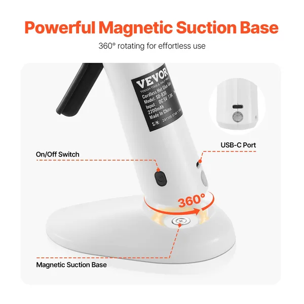 Rechargeable Cordless Hot Glue Gun Kit-Mini Wireless Glue Gun with 2200mAh Battery&20 Glue Sticks,Ideal for Crafts,DIY Projects&Quick Repairs