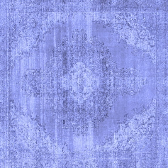 Ahgly Company Machine Washable Indoor Square Abstract Blue Modern Area Rugs, 6' Square