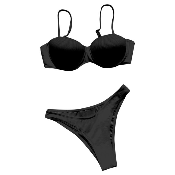 QWERTYU Low Rise High Cut Solid Swimsuit for Women Sexy Push Up Bikini