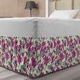 thumbnail image 1 of Floral Bed Skirt, Spring Blossoming Art Garden of Rose Flowers on Silhouettes Backdrop, Elastic Bedskirt Dust Ruffle Wrap Around for Bedding Decor, 4 Sizes, Pale Green and Magenta, by Ambesonne, 1 of 2