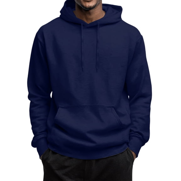 Godokuleh Oversized Hooded Sweatshirt Men Lightweight Streetwear Plain Hoodie Fleece Pullover Sweater with Pockets Navy XL