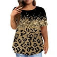 thumbnail image 2 of ZZwxWA Fashion Leopard Print Womens Tops Plus Size Short Sleeve Round Neck Summer Pullover Cute T-Shirt Black XXL, 2 of 6