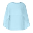thumbnail image 4 of RXIRUCGD Chemise Blouse en Chiffon pour Femme, Mode, Couleur Unie, Manches Longues, Col Rond, Châle, Personnalité, Hauts Décontractés, Bleu Ciel, Taille : M, 4 of 8