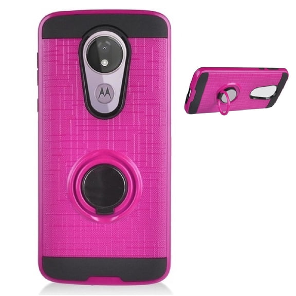 Phone Case for Motorola Moto G7 Power / Moto G7 Supra / Moto G7 Optimo Maxx, Magnetic Ring Kickstand Hybrid Case Cover (Pink)